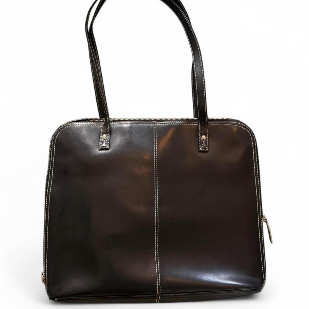 Wilsons Leather Pelle Studio Vintage Black Leather Large Work Bag Laptop Tote